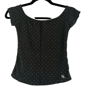Mickey AR Black and Silver Polka Dot Top